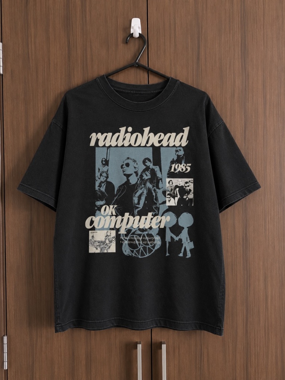 Radiohead OK Computer 1985 Band Graphic Black T-Shirt